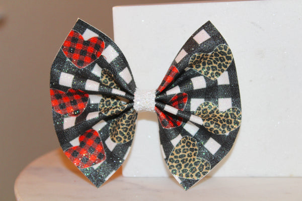 Gingham Leopard Hearts